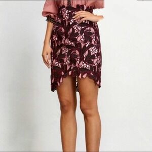 ELLIATT Shakespeare Pink Asymmetrical Hem Mini Skirt Revolve Sz Large NEW